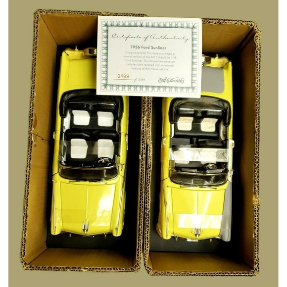 1956 FORD SUNLINER Restored & Unrestored Set Of 2 ERTL COLLECTIBLES 1/18 Diecast - Picture 3 of 12